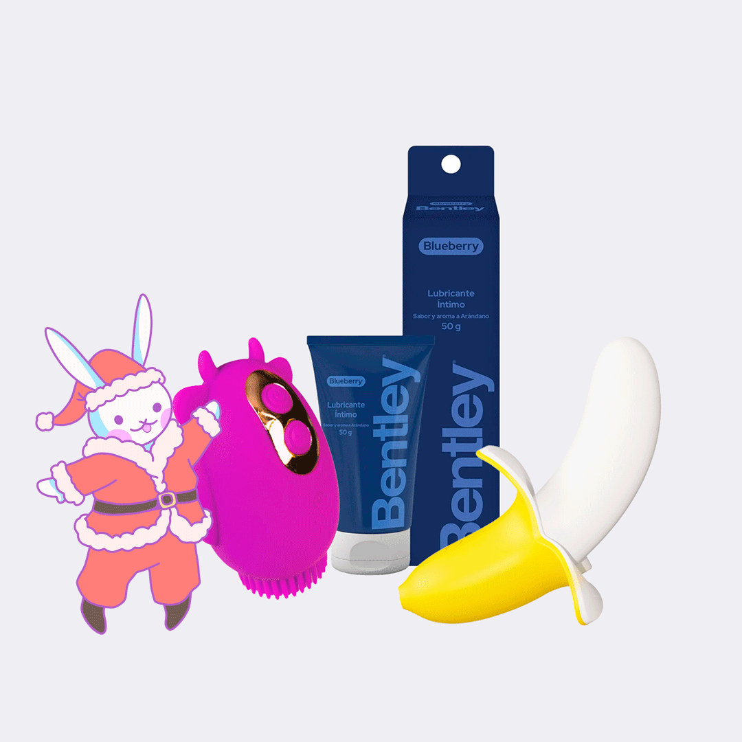 Kit Navidad -  Cow Succionador de Clitoris + Banana Vibrador Punto G + Gel Lubricante Intimo Bentley