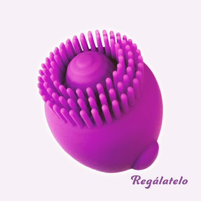 Vibrador y succionador de clítoris Sweet Cow diseño ergonómico morado vista detalle filamentos