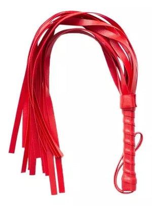 Látigo Erótico de Cuero Sintético Suave (57,4 cm) | Rojo y Rosado