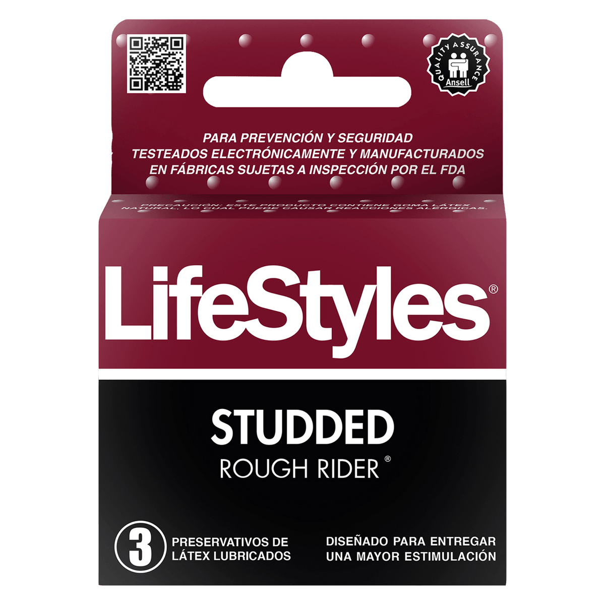 Preservativo LifeStyles Studded Rough Rider 3 Unidades – Regálatelo