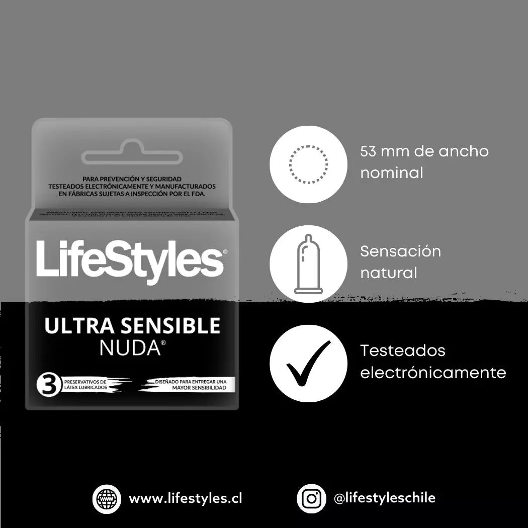 Preservativo Lifestyles Ultra Sensible Nuda 3 Unidades