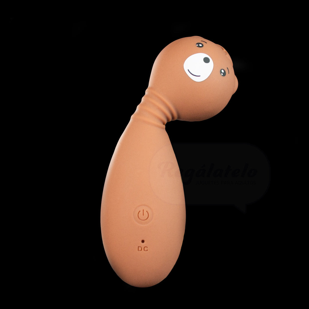 Mini masajeador Sweet Bear ultra silencioso con cabezal flexible silicona suave vista frontal cabezal flectado