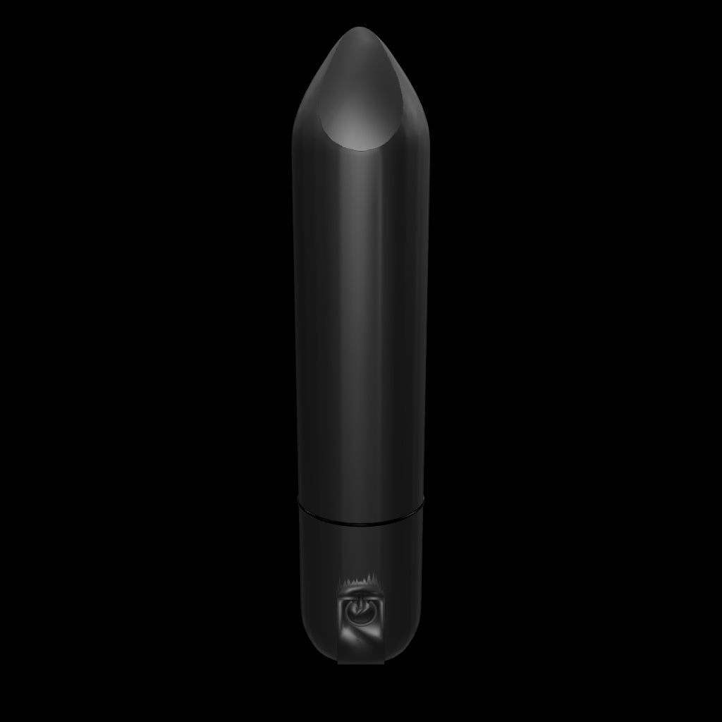 Mini bala vibradora recargable color negra punta plata silicona hipoalergénica modelo 3D