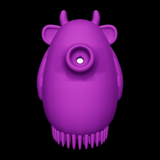 Vibrador y succionador de clítoris Sweet Cow diseño ergonómico morado modelo 3D