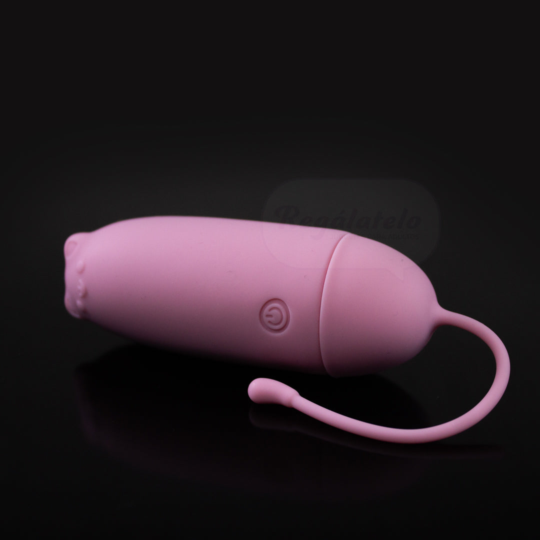 Bala vibradora insertable Sweet Cat de silicona con cola de seguridad vista perfil