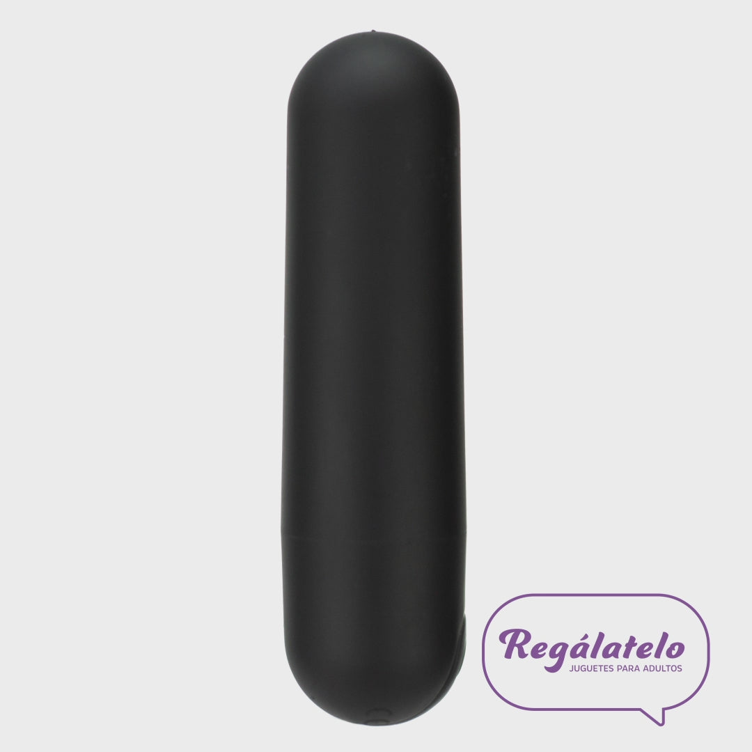 Mini bala vibradora recargable color negra punta plata silicona hipoalergénica video producto