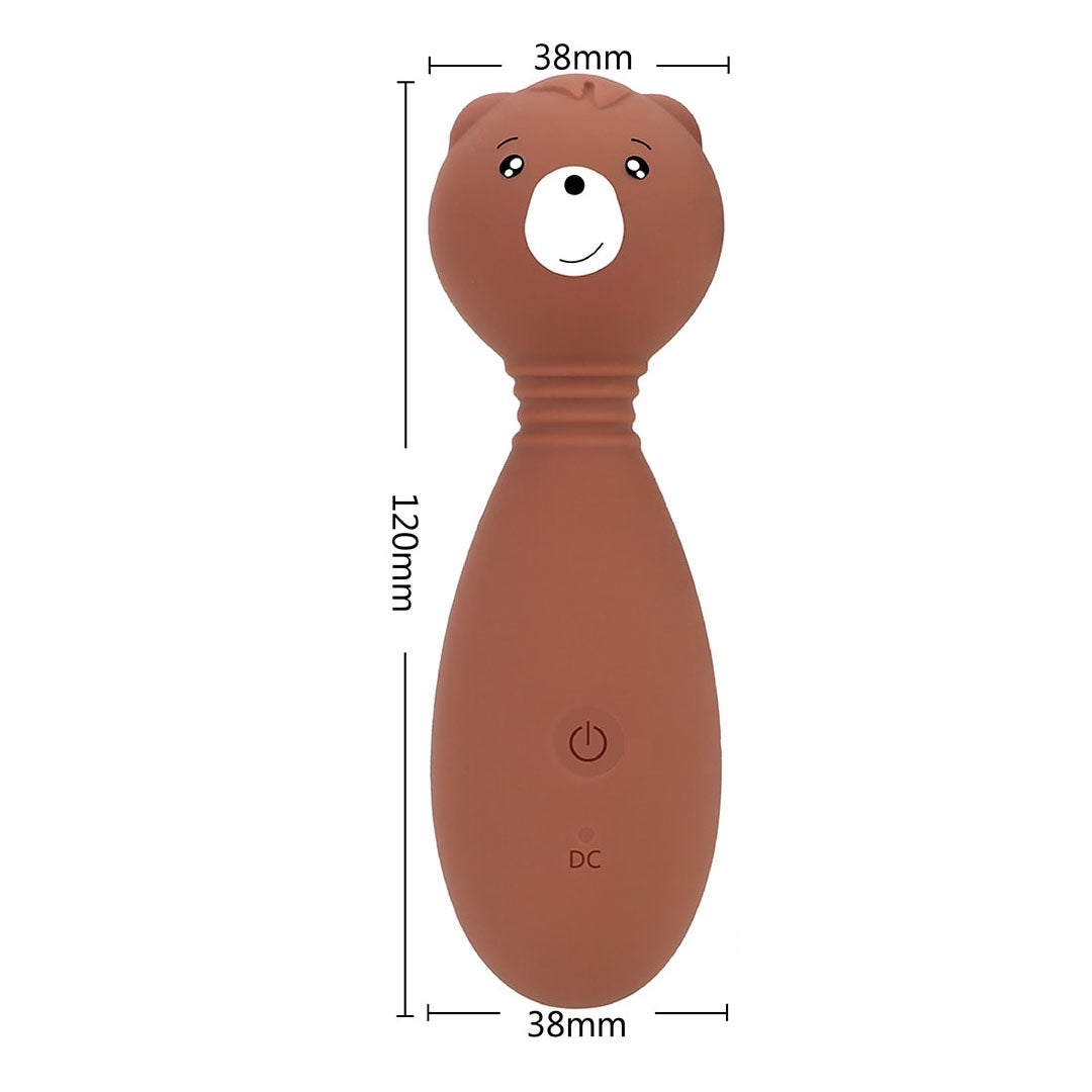 Mini masajeador Sweet Bear ultra silencioso con cabezal flexible silicona suave vista medidas