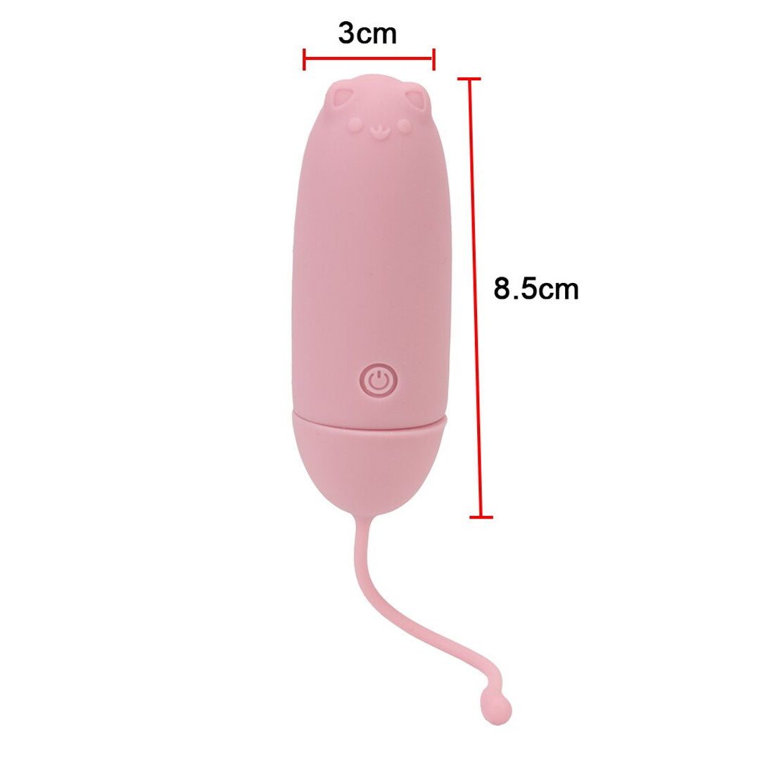 Bala vibradora insertable Sweet Cat de silicona con cola de seguridad vista medidas